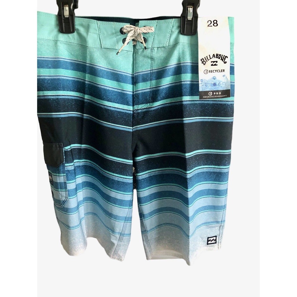 Billabong Recycler All Day Pro Performance Board Shorts Blue Stripe Men's 28 NWT